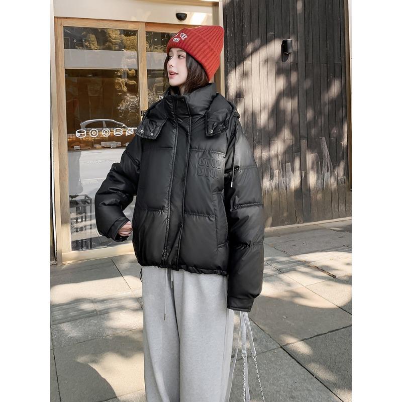 Wash-free PU Leather Labeling Short Down Cotton-padded Jacket Women's Winter New Bread Clothes Short Padded Coat