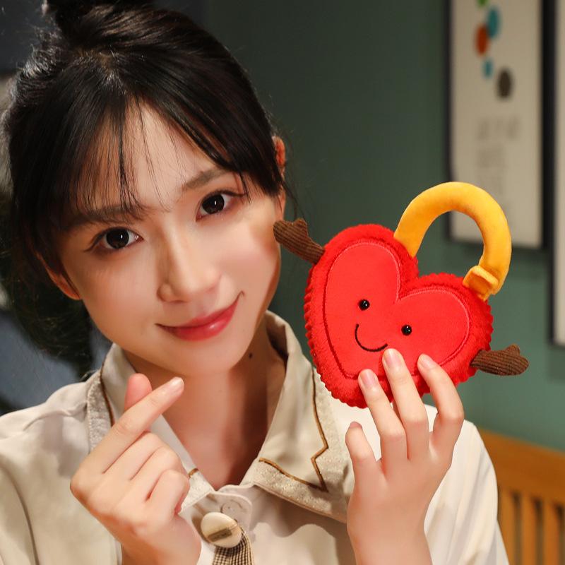 Fun Heart Lock Plush Toys, Creative Cute Stuffed Animals for Couples, Valentine's Day Gift for Girlfriend, Soft Lovely Pillow