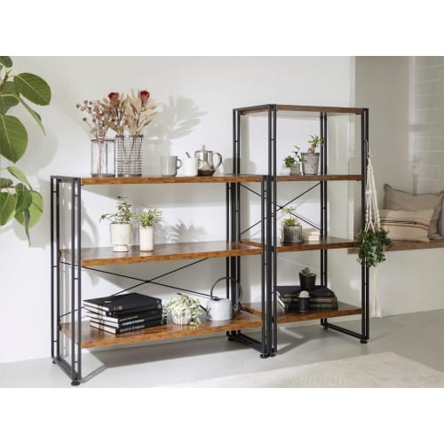 Interior Republic Open Shelf, Stylish Bookshelf/Storage Rack (Walnut, 4 Tiers/82cm Wide X 40cm Deep)