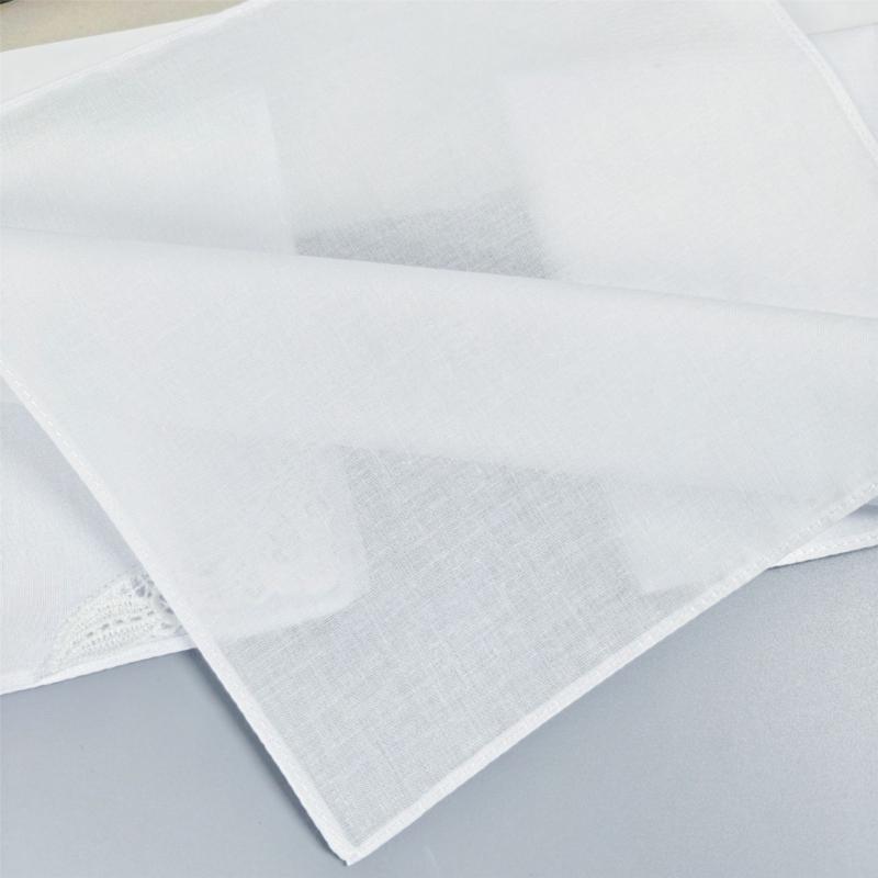 2Pcs French Lace Cotton Ladies Handkerchief with Lace Edge Handkerchiefs Breathable Ladies Hankies for Outdoor Commuting