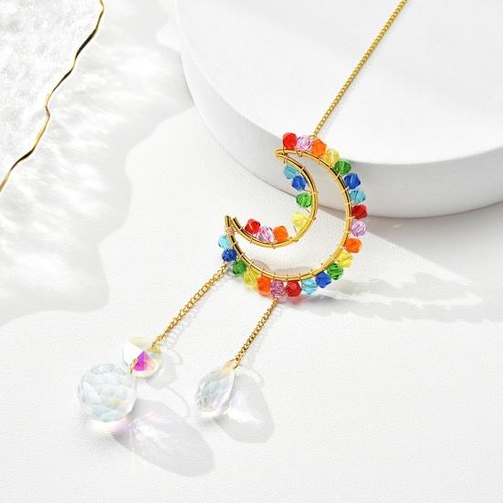 Kristall-Sonnenfänger Hängendes Ornament, Regenbogen Stern Mond & Sonnen Motive, Verwicklungsfreie Schnüre für stabiles Hängen, Bunte Hängedekoration für Fenstergarten