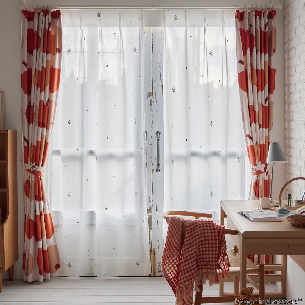 Suminoe MOOMIN Ringo Voile Curtain Sheer 1 Piece 100 X 176cm W Gaburi! 342-74316