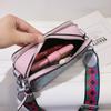 Personalized Graffiti Camera Bag Women's 2025 New Korean Version Fashion Trend Ins Wide Shoulder Strap Crossbody Small Square Bag Pu