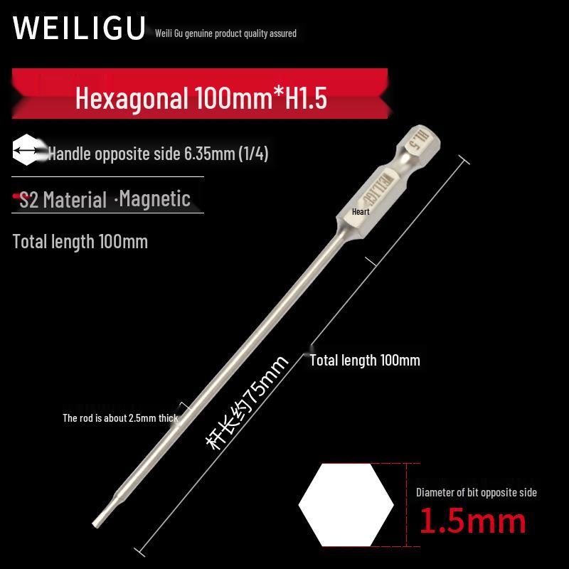 Electroplated Anti-Rust Hex Bit Set, S2 Steel, Extended Pneumatic Air Driver, Hex Socket Screwdriver.