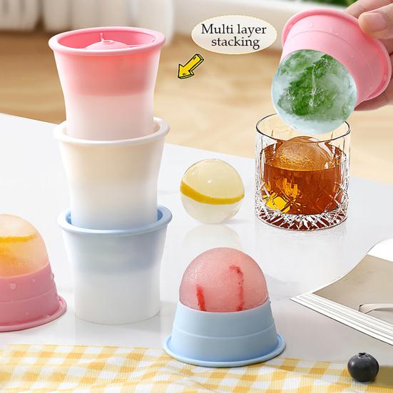 3Pcs Silicone Round Ice Cube Molds with Lids Easy Release Sphere Ice Maker for Whiskey Cocktails Bourbon Slow Melting Spherical Ice Makers for Drinks
