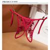 Sexy Lace-up Large-size Embroidered Panties, Ultra-thin and Hot Temptation Straps, Fun Open Crotch Free Thong Women 3039