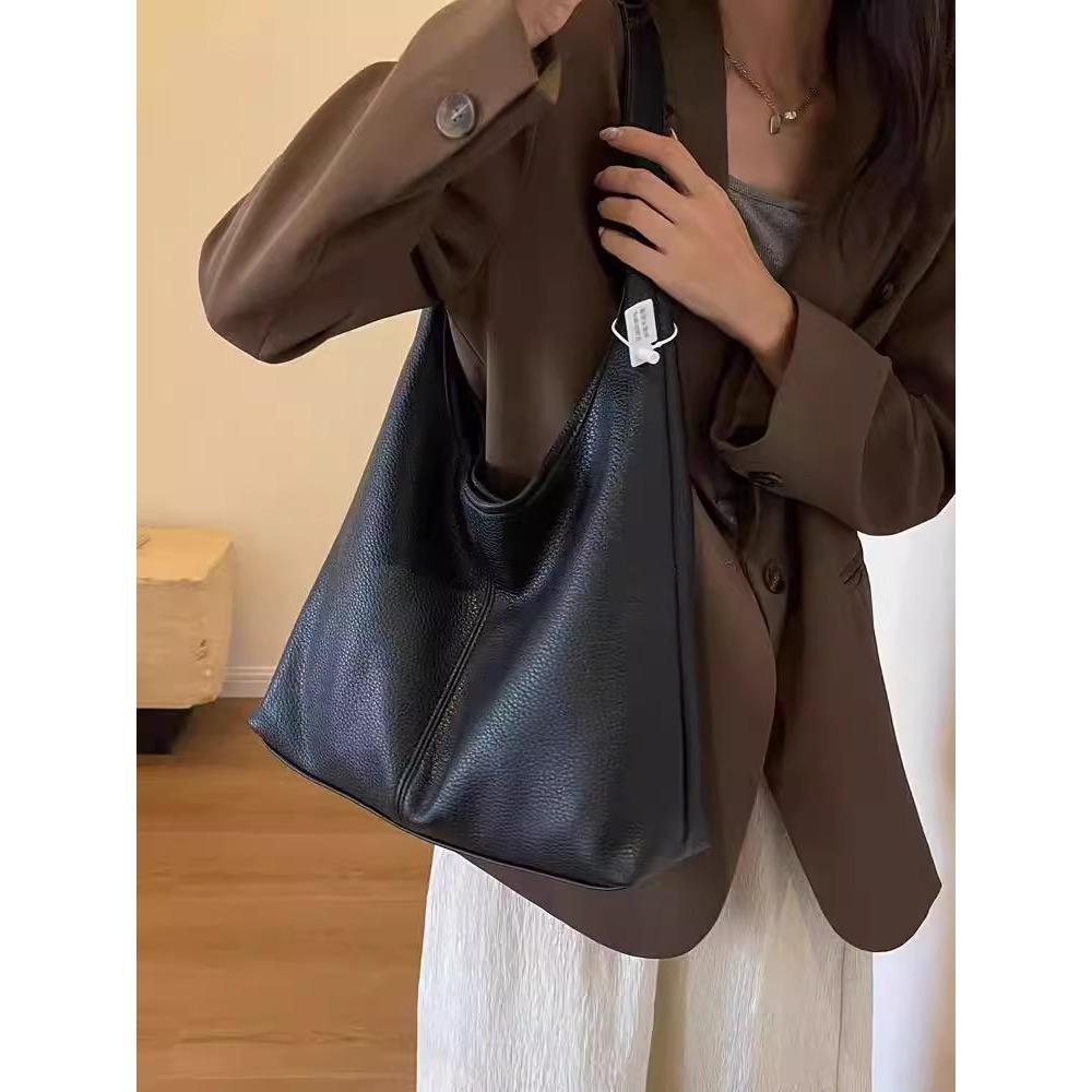 Light Luxury Textured Bag Women's Lazy Style Soft Leather Commuting Shoulder Bag Autumn and Winter Retro Large-capacity Mother and Child Tote Bag