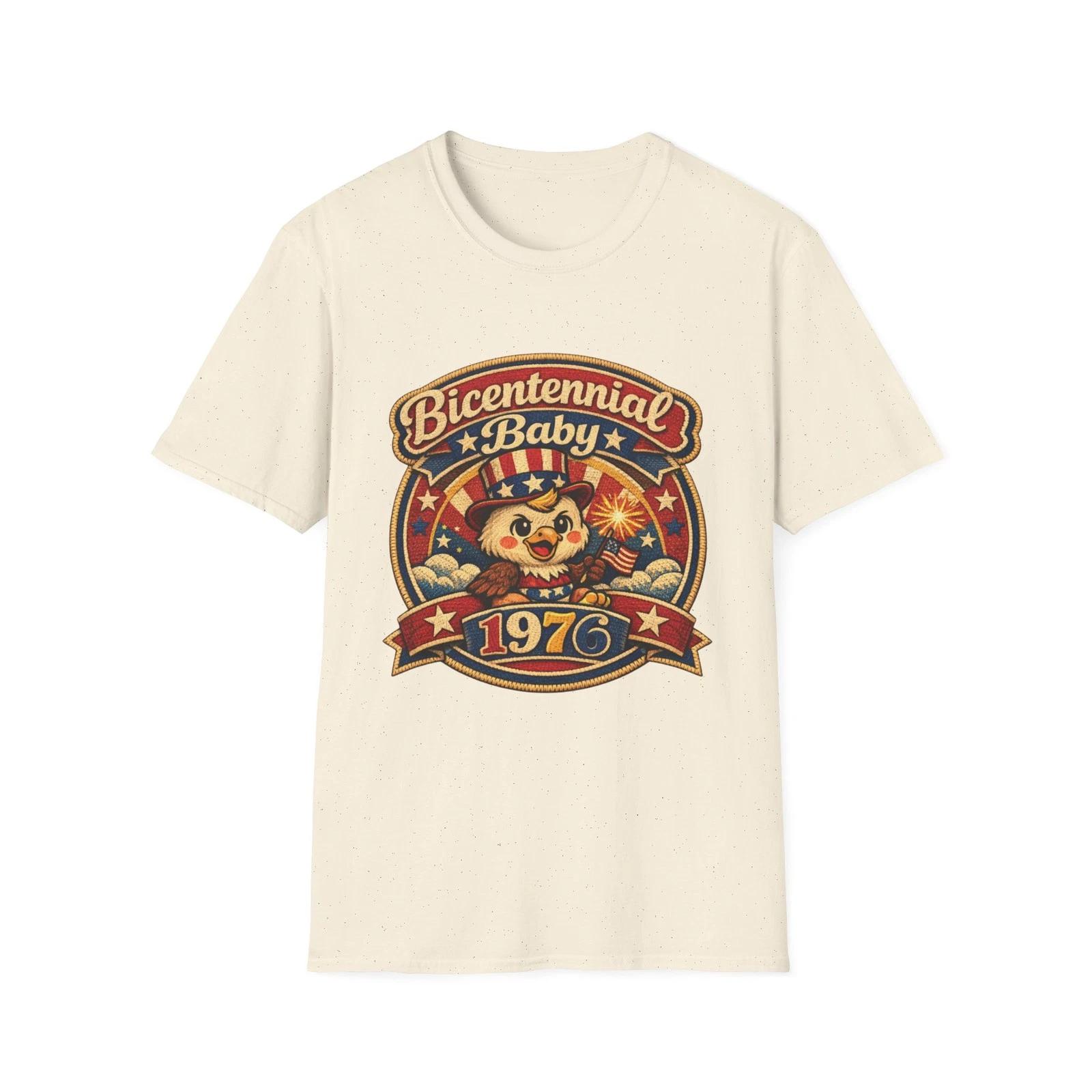 

Bicentennial Baby 1976 T-Shirt | Retro American Flag Cat Design 2XL