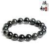 Hongchu Crystal Natural Smooth Black Rutilated Quartz Bead Bracelet Black Rutilated Quartz Smooth Bead Bracelet