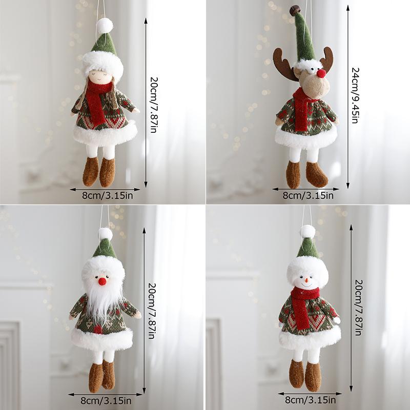 1PC Christmas Decoration Elk Santa Snowman Cute Cartoon Fabric Doll Small Doll Pendant Plush