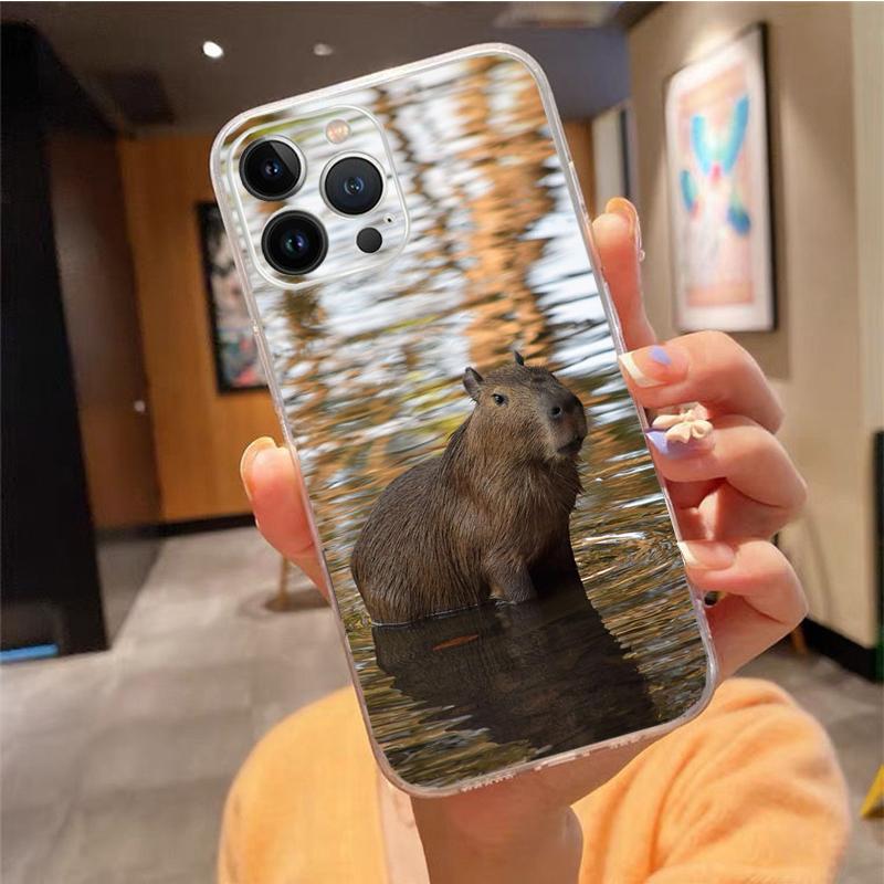 Phone Case For Iphone 15 14 Pro Max 13 12 11 Pro Max XR 12 13 Mini 7 8 14 Plus Cute Animal Capybara Case Funda