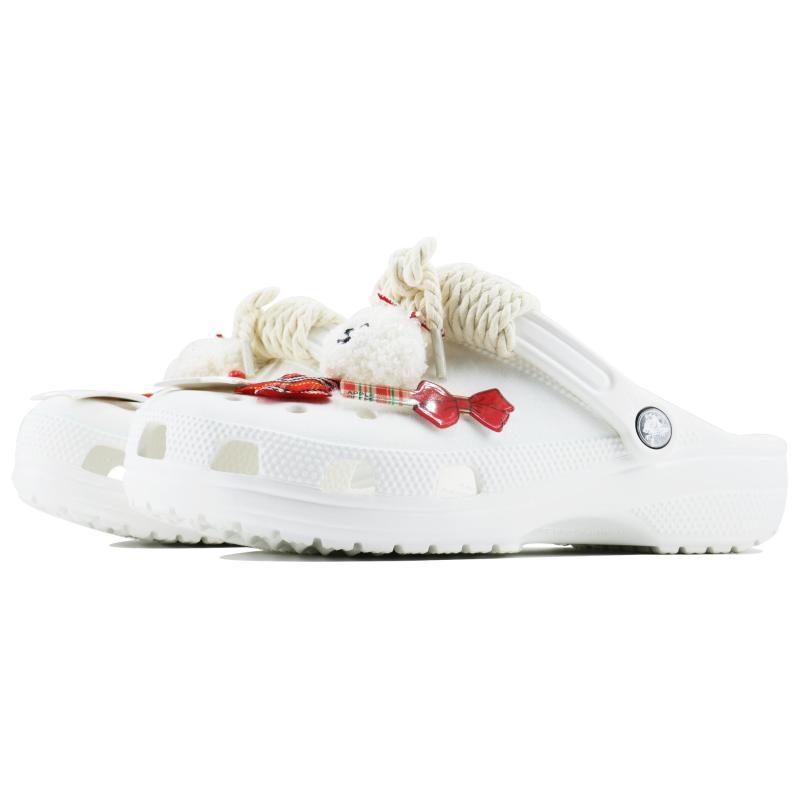 Crocs Classic clog SDS Cheese Tart Bow Sweet Girl Cute Cartoon Home Casual Beach Hole Shoes Unisex White