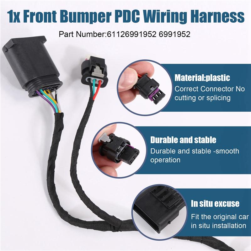OB-For BMW 3 Series 2015 320I/X3 2018/X1 2012 Front Bumper PDC Wiring Harness Loom 61126991952 6991952 чёрный