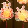 Traditional Style Rabbit Lantern Chinese Lotus Moon Handheld Luminous Lantern  Children Gift