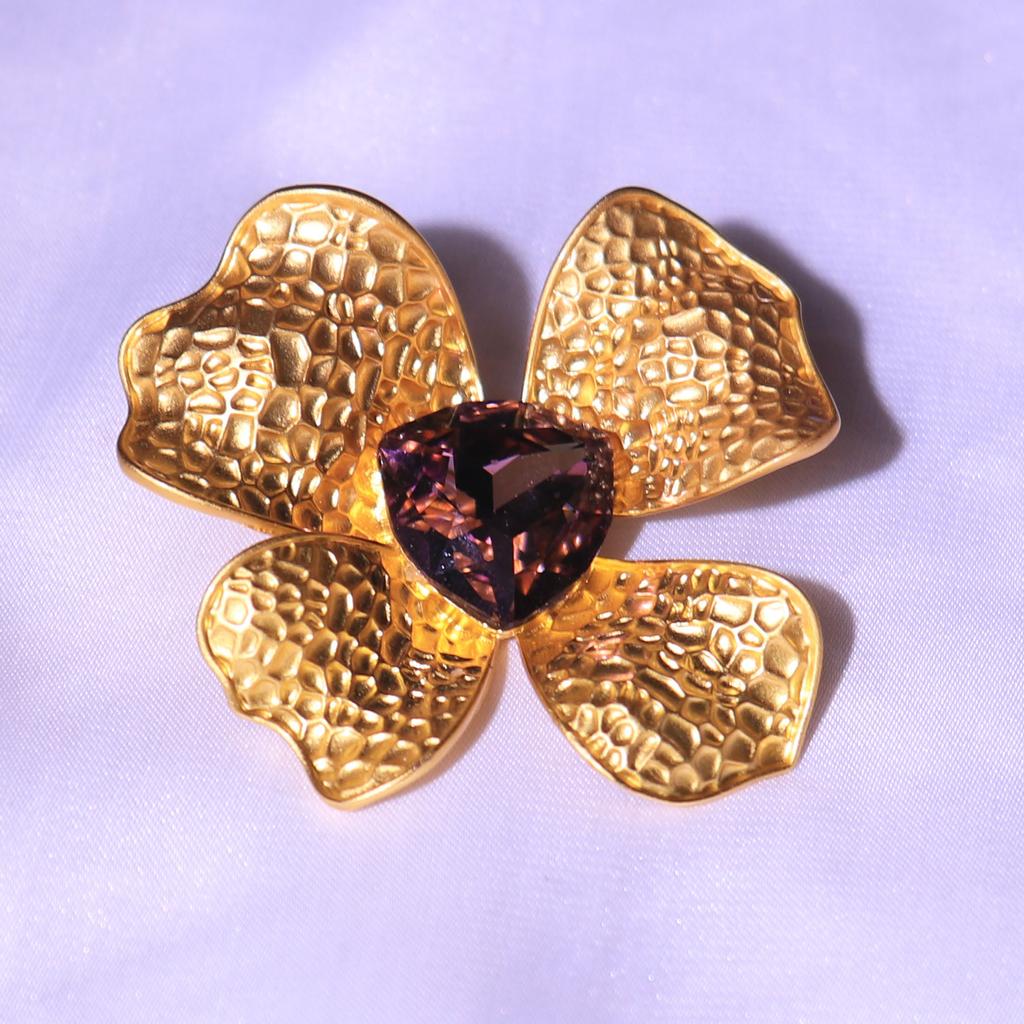 Matte Gold Delicate Anti-Light Corsage Dress Buckle Crystal Glass Women'S Accessories Shirt Bag Clothing Decorative Brooch