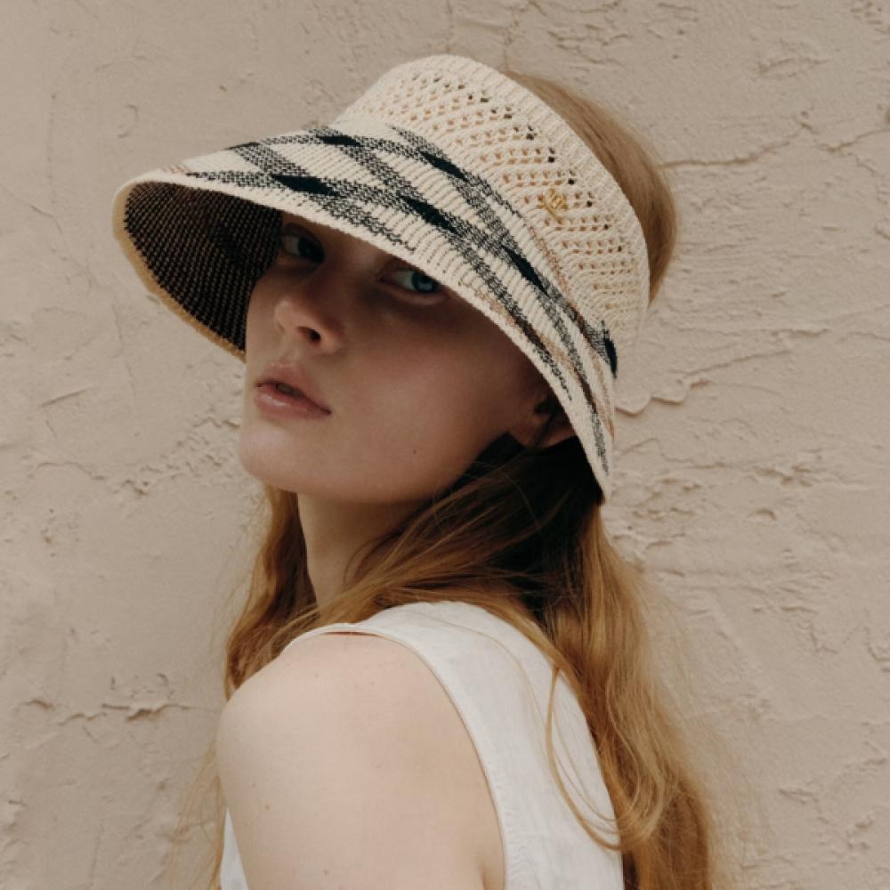 Daks Brown Check Knit Packable Sun Cap Dche6f257w2 Single option