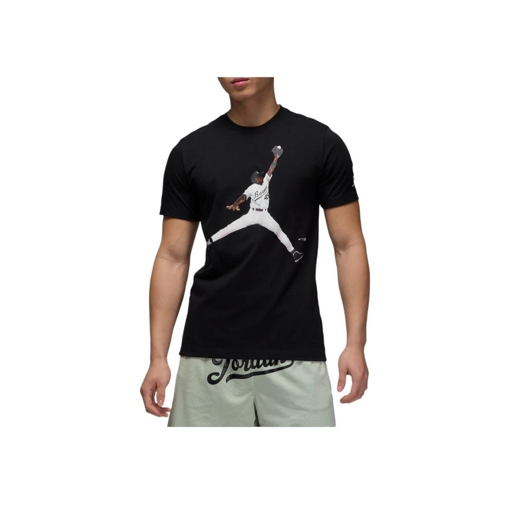 Jordan Flight MVP Letter Number Character Pattern Round Neck Casual Comfortable Short Sleeve T-Shirt Men T-Shirt Black FN5990-010