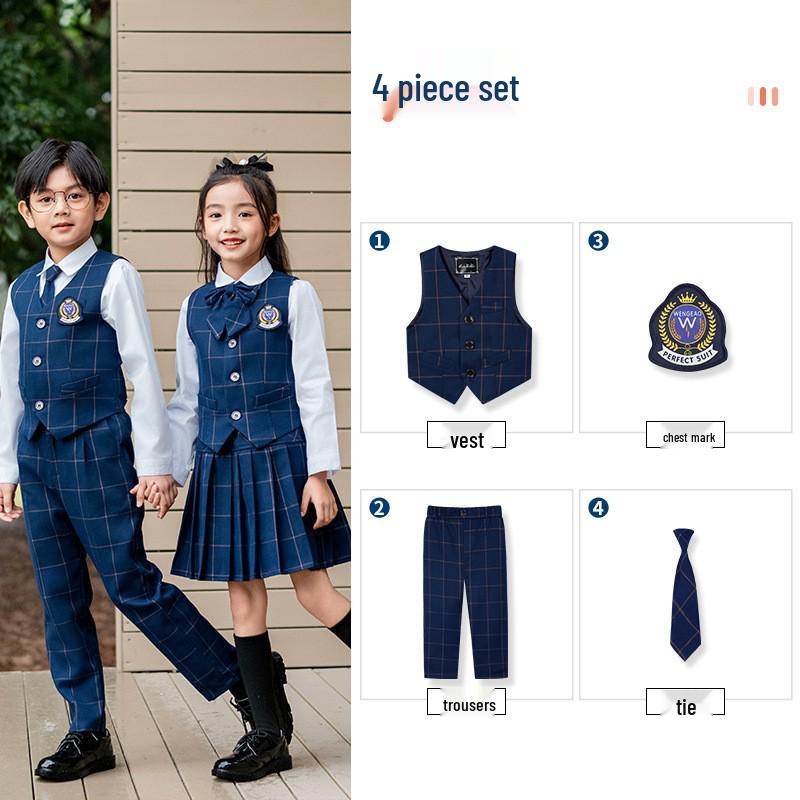 Children's Uniform Set: Primary School & Kindergarten, Four Seasons, Boys & Girls, Three-Piece