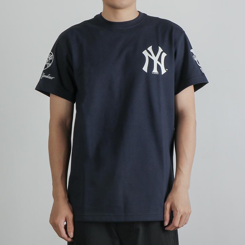 New Era Creative Letter Print T-Shirt Unisex tops Navy-Blue 12360537