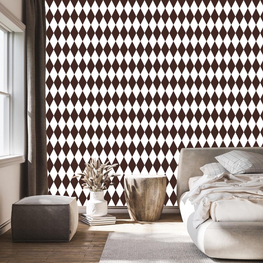 Harlequin Diamonds Wallpaper Light Gray and White 50x1000