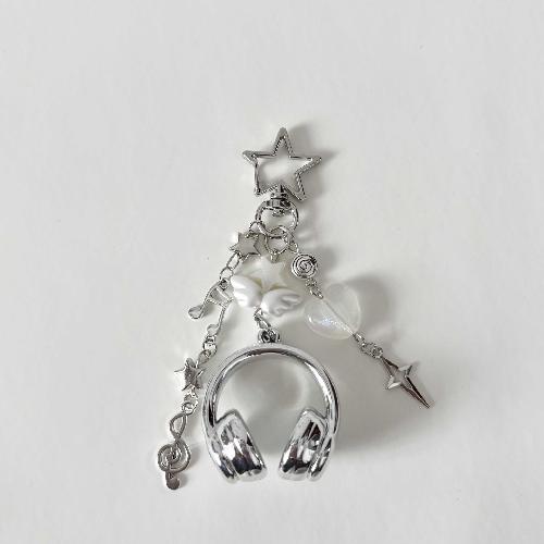 Portachiavi Creativi Cuffiette Piccole Colore Argento Portachiavi Cuffiette Ciondolo Carino per Cellulare per Donna