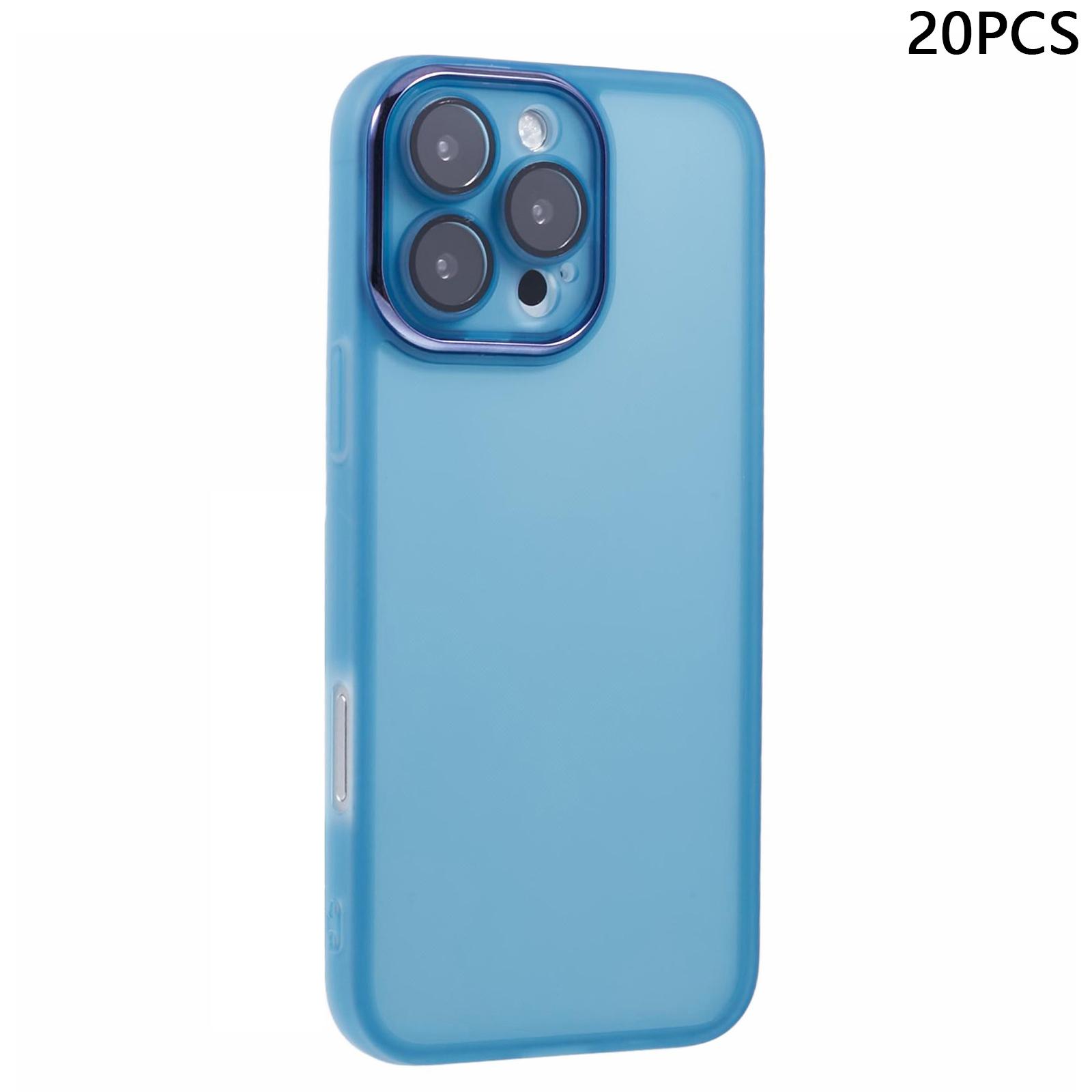 

Bulk Purchasing 20Pcs For iPhone 16 Pro Max Case Electroplated Camera Frame TPU Phone Cover Precise Cutouts Transparent Blue
