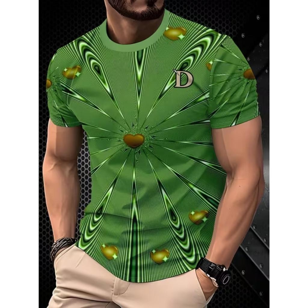 New Summer Men's Fashion T-shirt Personality Simple Pattern Printed Men's T-shirt Top