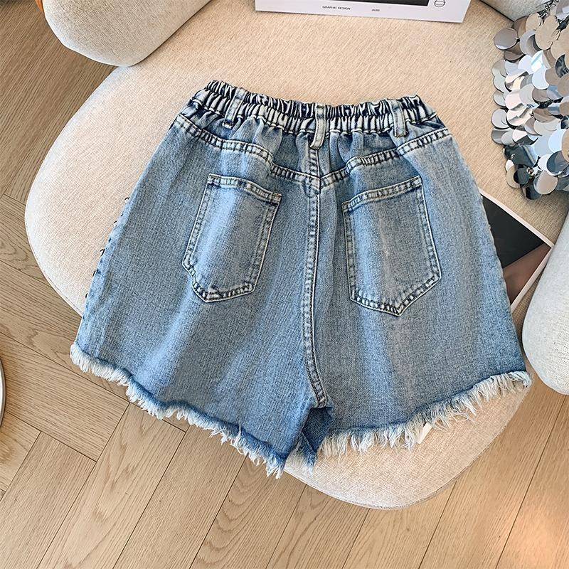 Plus-size Women's Ripped Denim Shorts Summer New High-waisted Hot Pants