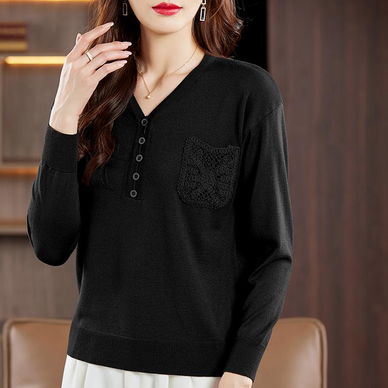 

Жіночий літній легкий пуловер - 50% суміші шовку та вовни тутового дерева, дихаючий м який трикотаж, терморегуляція XL чорний