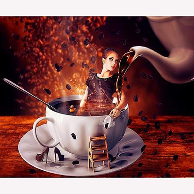 Decorazione domestica Pittura diamante 5D Strass Punto croce Ragazza nella tazza Ricamo diamante