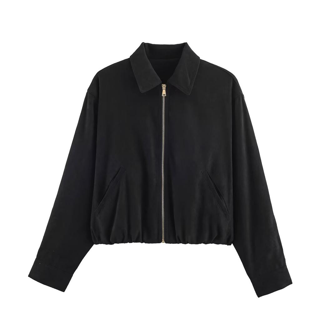 2026 spring new European and American cross-border women's clothing street fashion loose zipper jacket w050 6005