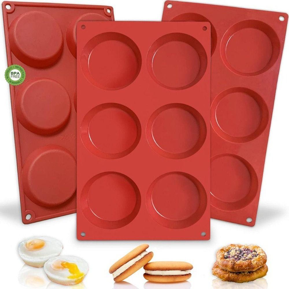Food-Grade Baking Cake Molds 6-Cavity Baking Tray New Silicone Egg Molds for Sandwich Whoopie Pies
