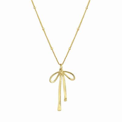 18K Gold Zirconia & Diamond Bow Clavicle Chain Necklace