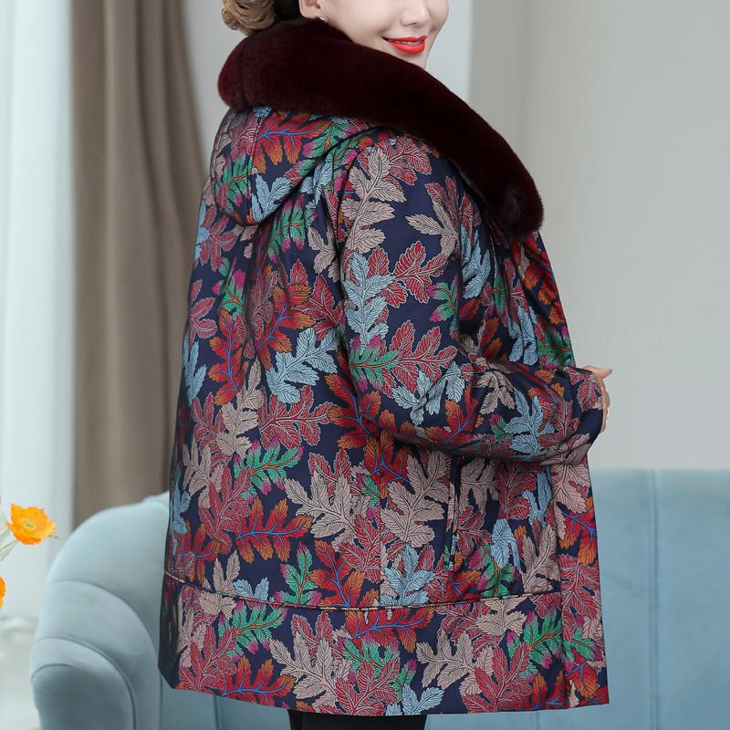 Middle Age Women's Down Jackets Winter Vintage Parkas Fur Collar Liner Detachable Plus Size Elegant Thick Warm Down Coats Woman Outerwears