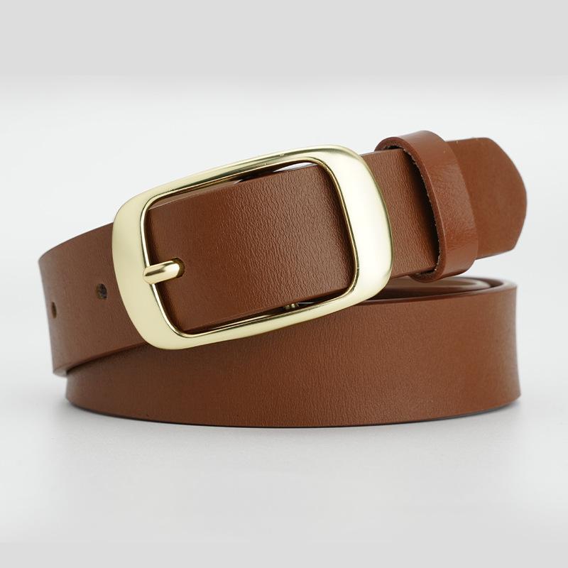 Women's Suit Formal Skirt Belt Cowhide Retro Belt Pin Buckle Eyelet Belt
