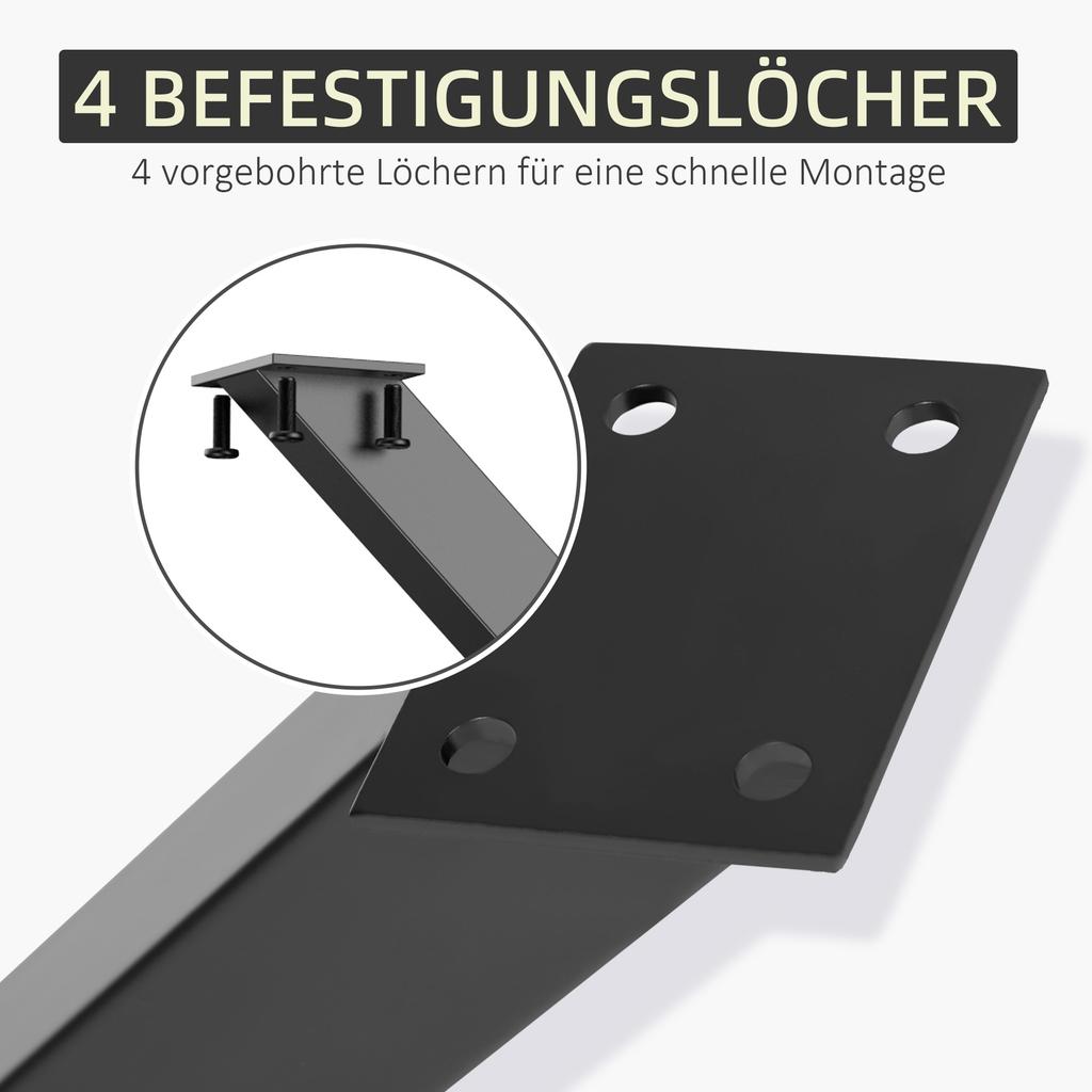 2 Pieces Steel Table Legs Table Feet for Dining Table Desk Coffee Table Table Frame in X-Shape Black 72cm