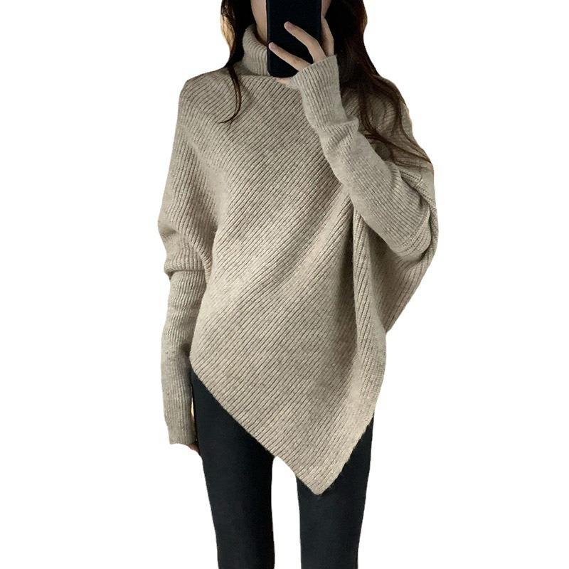 Irregular turtleneck sweater women's autumn and winter new gentle lazy wind thickened knitted top