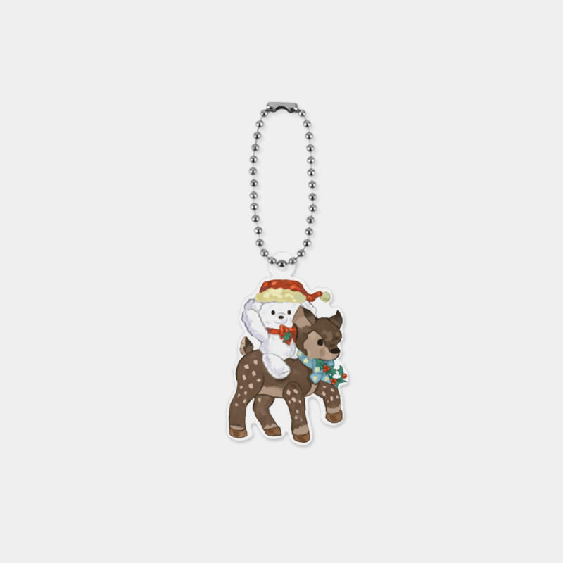 Puppies Holiday Ride Acrylic Keychain Single product