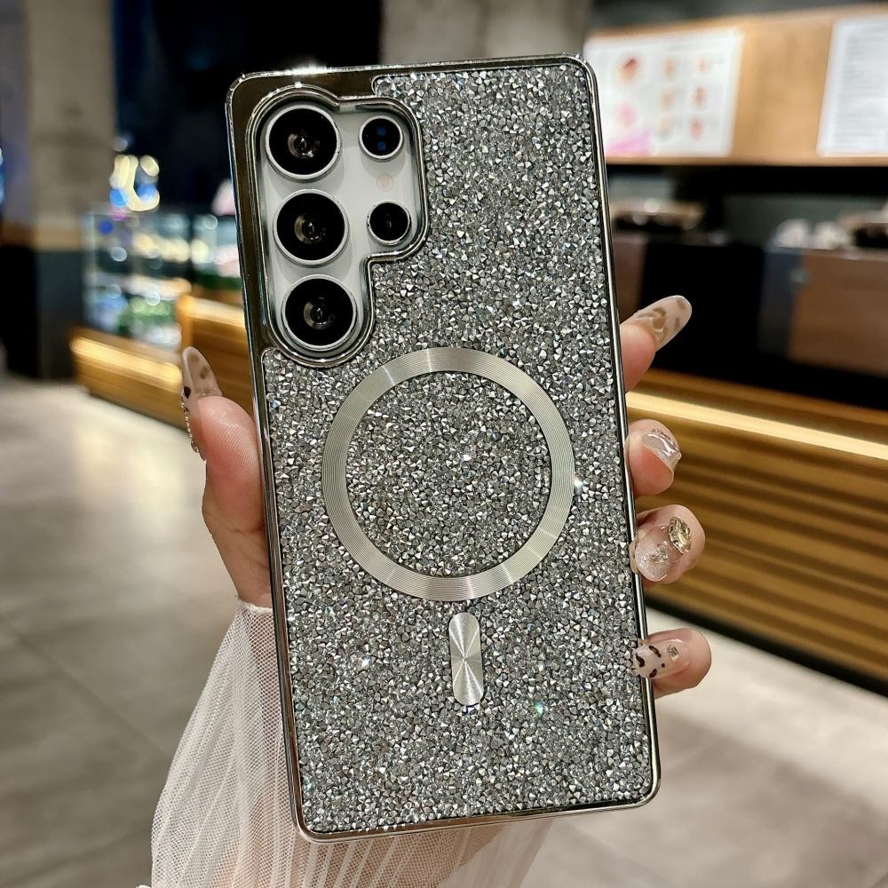 Luxury Sparkling Rhinestones Diamond Case For Samsung S25 S24 S23 Ultra S25 Plus Magnetic Wireless Charging Shockproof Cover