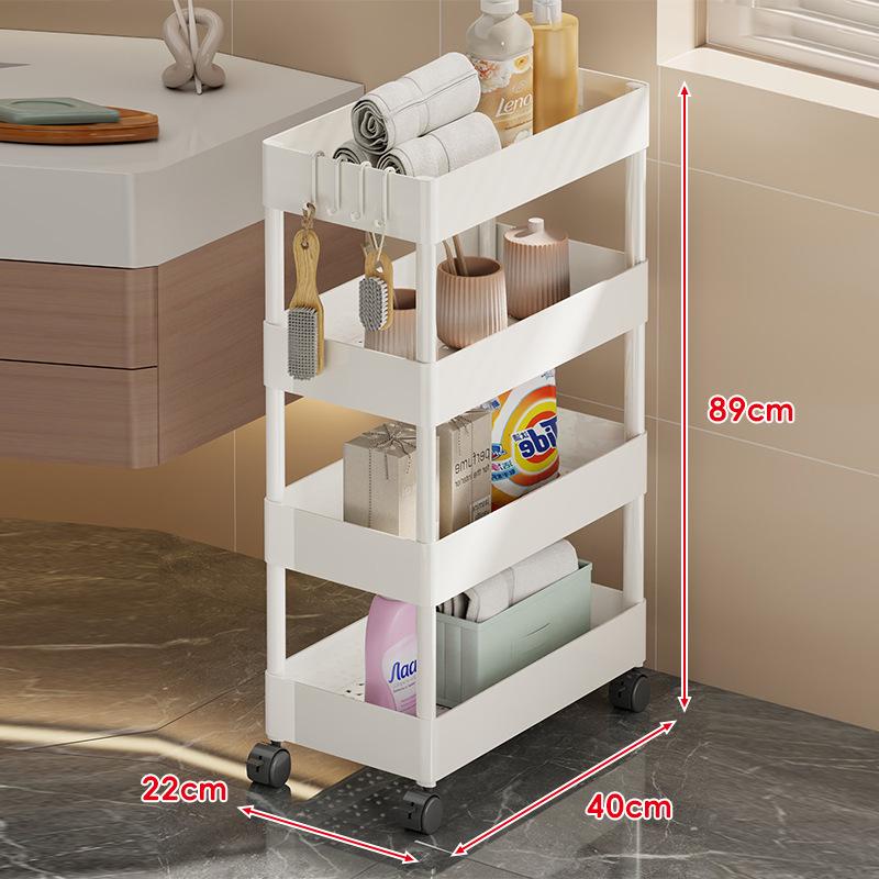 Compact Bathroom Trolley: Slim Floor-Standing Storage Rack for Narrow Spaces and Toilet Side