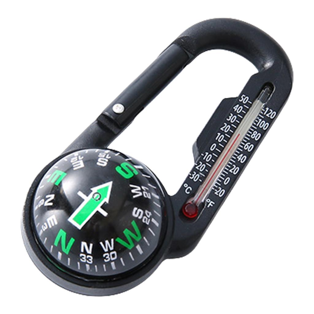 Outdoor Mountaineering Buckle Keys Hook Portable Multifunctional Carabiner with Compasses & Thermometer Camping Accessory