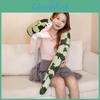Large Plush Snake Toy Realistic Design Soft Stuffed Animal Pillow Green White