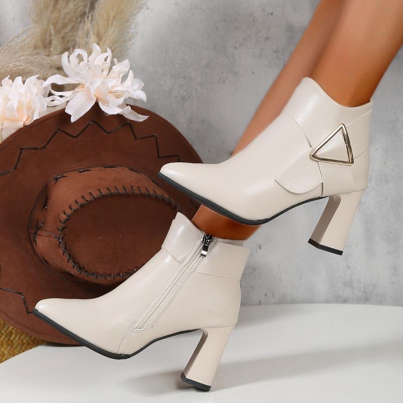 Fashion 2025 Spring Short Boots Women Fashion Leather Pumps High Quality  High Heels Autumn Shoes Ankle Modern  Drop Shipping