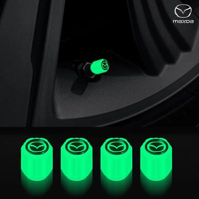 4 Stück/Set Leuchtende Auto-Logo-Ventilkappen für Autoreifenventilschäfte für Mazda 3 6 CX30 CX-3 Atenza Axela Demio Autozubehör