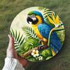 Iron Parrot Wall Art Blue Yellow Tropical Metal Sign for Cafe Bar Home Patio Gift