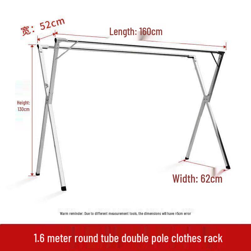 miflame 1.3m Galvanized Foldable Double Rod Clothes Drying Rack