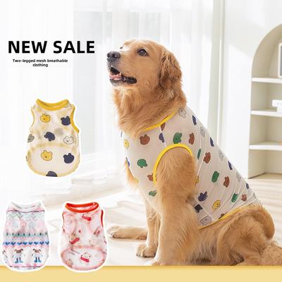 Summer Thin Breathable Golden Retriever Big Dog Vest Dog Cute Colored Small Animal Printed Mesh Pet Dog Clothes