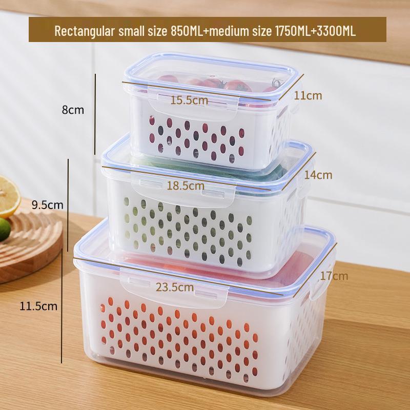 FCM-Certified Refrigerator Drainer Sealing Box with Lid for Fresh-Keeping Vegetables and Fruits