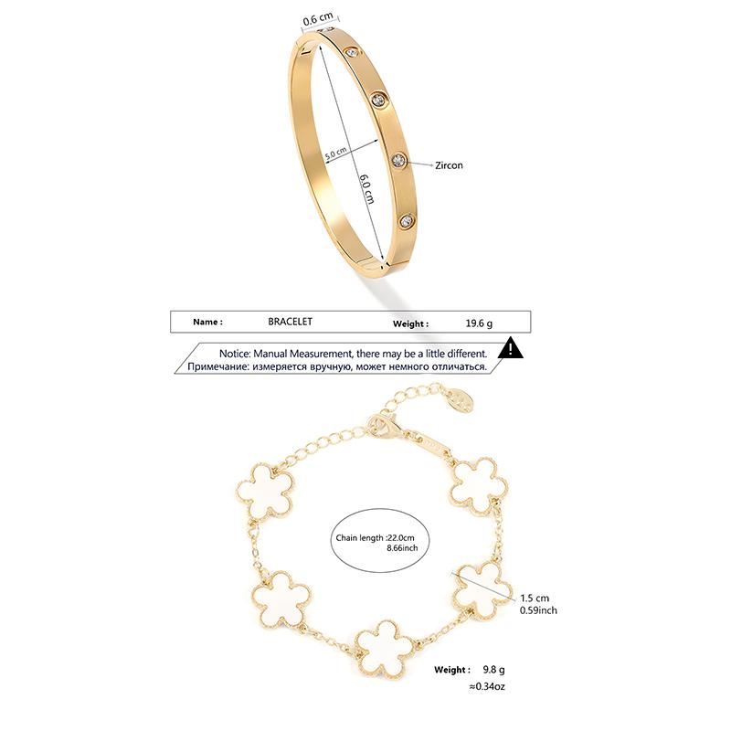 ZAKOL 2 Pcs Women's Stackable Gold Bracelets Bangle Zircon Set 14K Gold Plated Floral Non Tarnish Cubic Zirconia Bangle Gift