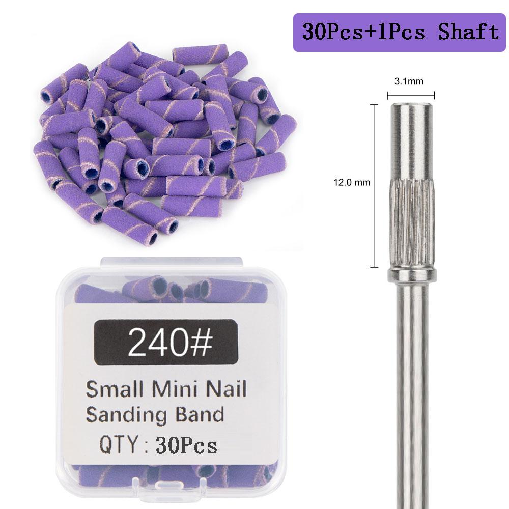 30Pcs 3.1MM Mini Nail Sanding Bands With Shaft 3/32" Nail Drill Bits SandBands Dead Skin Calluses Nail Gel Remove Nail Tool Set
